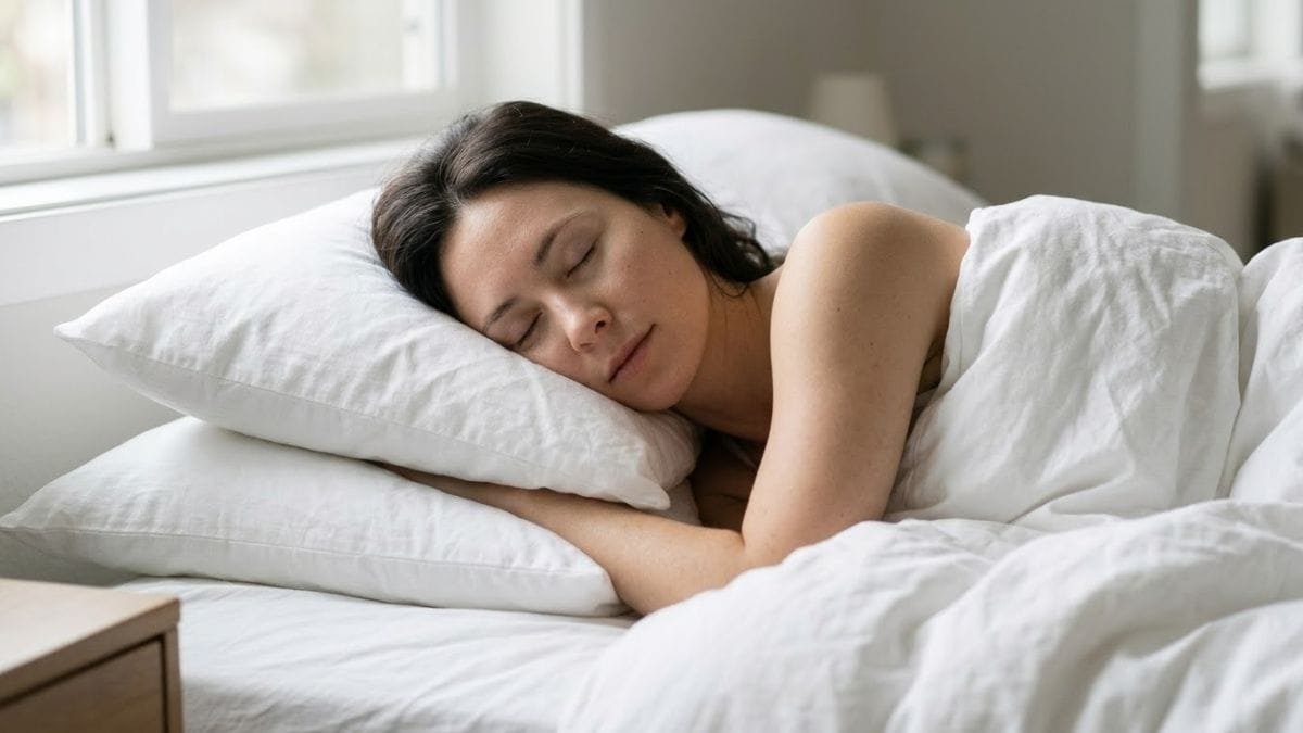 Woman sleeping with her head raised on extra, how to get rid of dark circles naturally