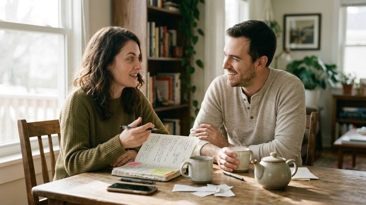 Couple talking about goals over coffee, what makes a relationship successful