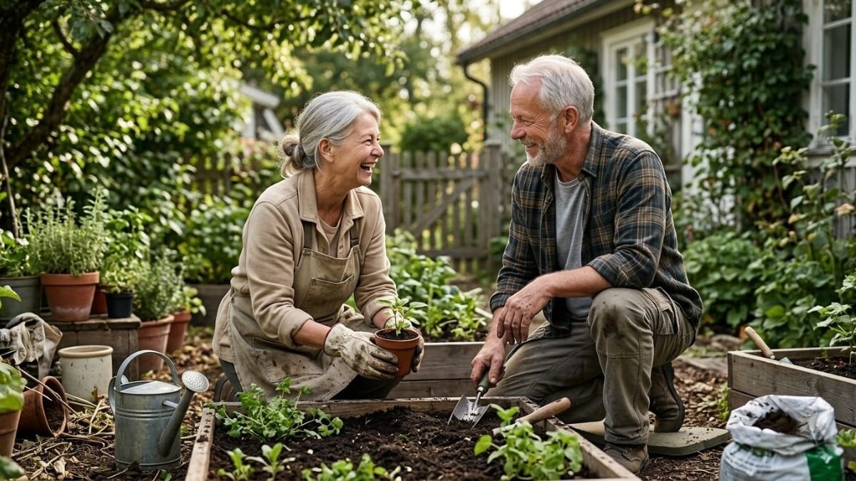 Older couple gardening together, what makes a relationship last