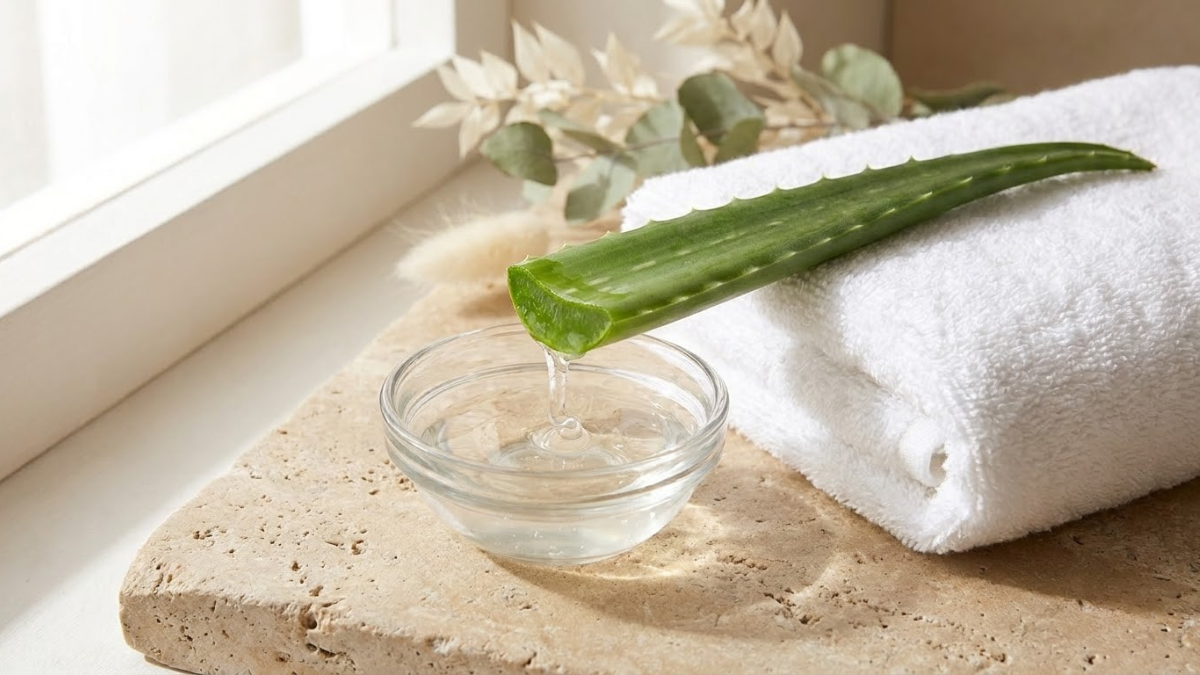 Fresh aloe vera gel for a gentle skincare routine