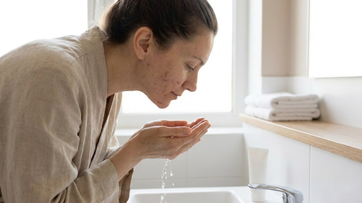 Gentle face cleansing for acne-prone skin without scrubbing