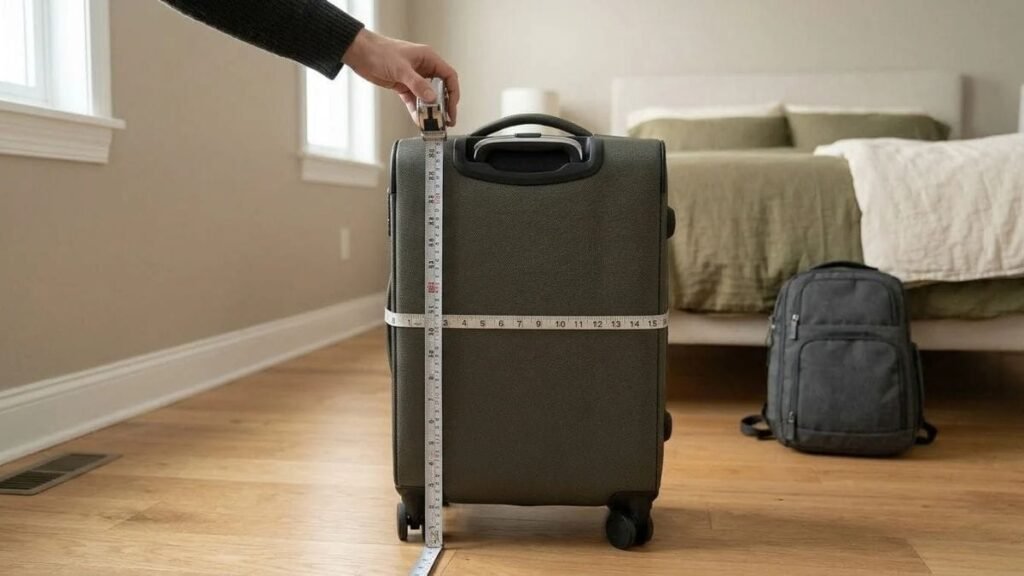 Airport carry on rules and measuring suitcase size at home