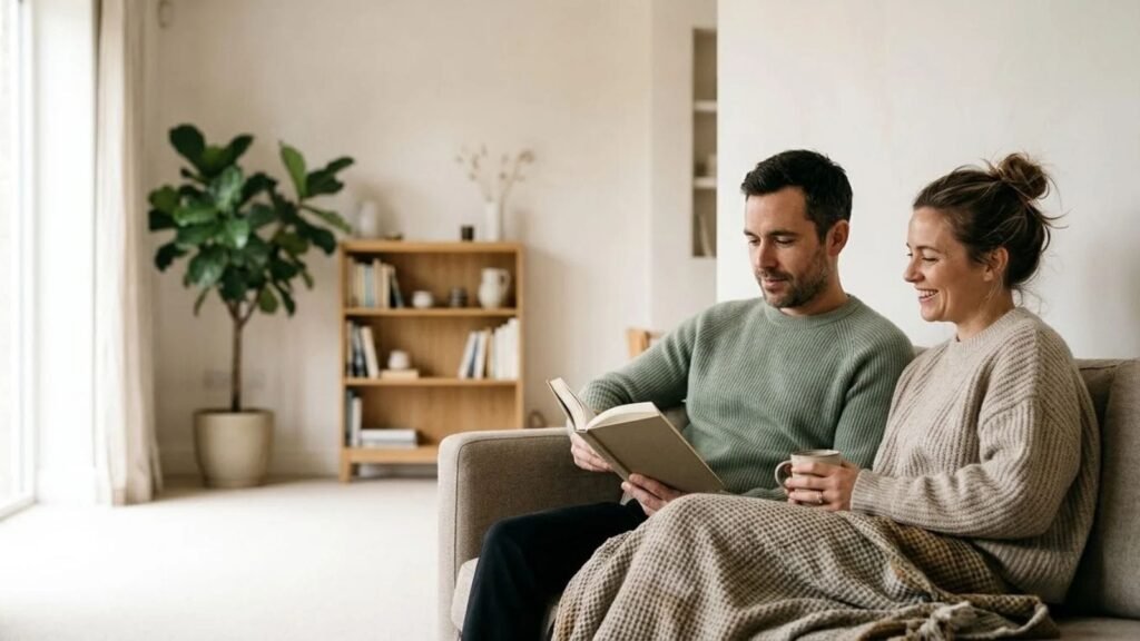 Couple relaxing together that illustrates the 80 20 rule in a relationship
