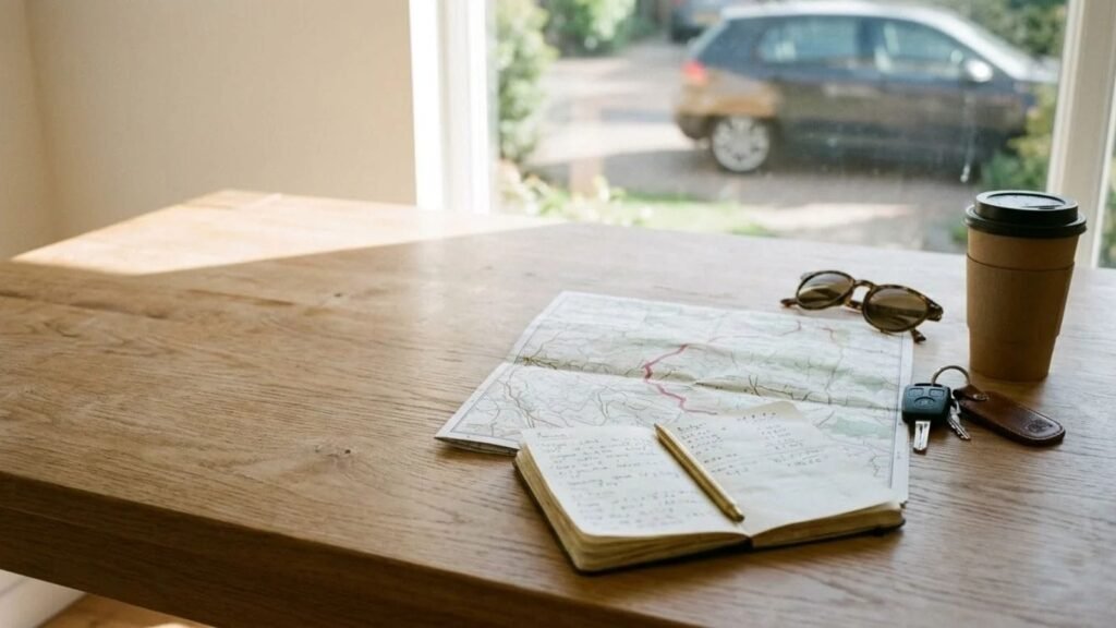 How to plan a road trip on a budget with a map and travel notebook