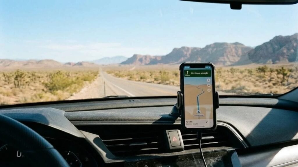 Phone navigation for the Los Angeles to Las Vegas Drive