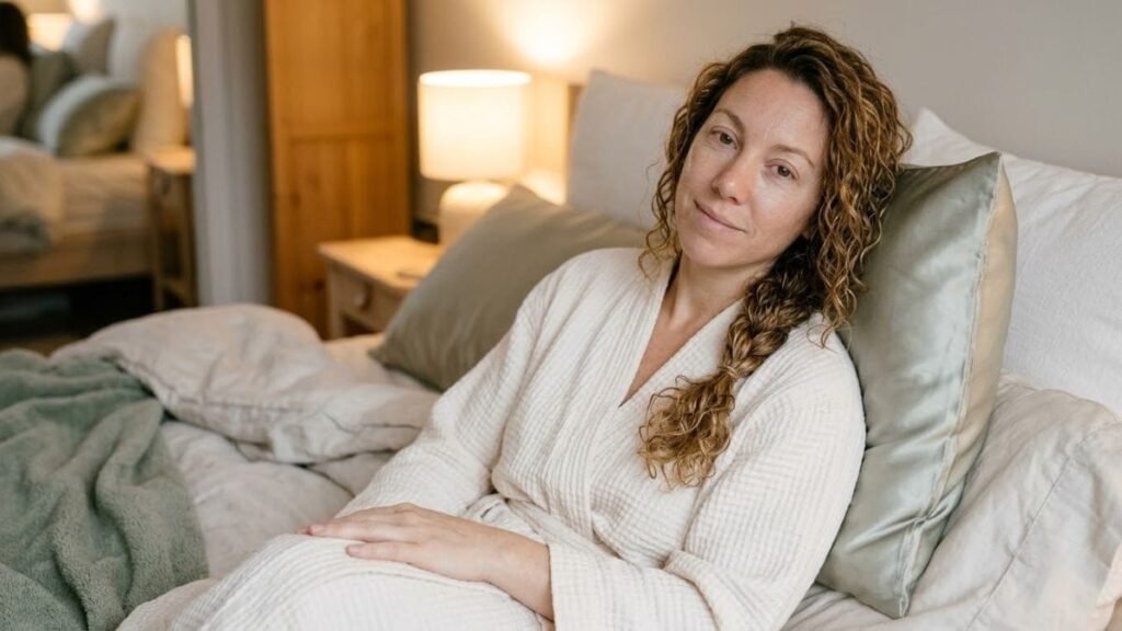Woman with a loose braid on a satin pillowcase for how to detangle curly hair
